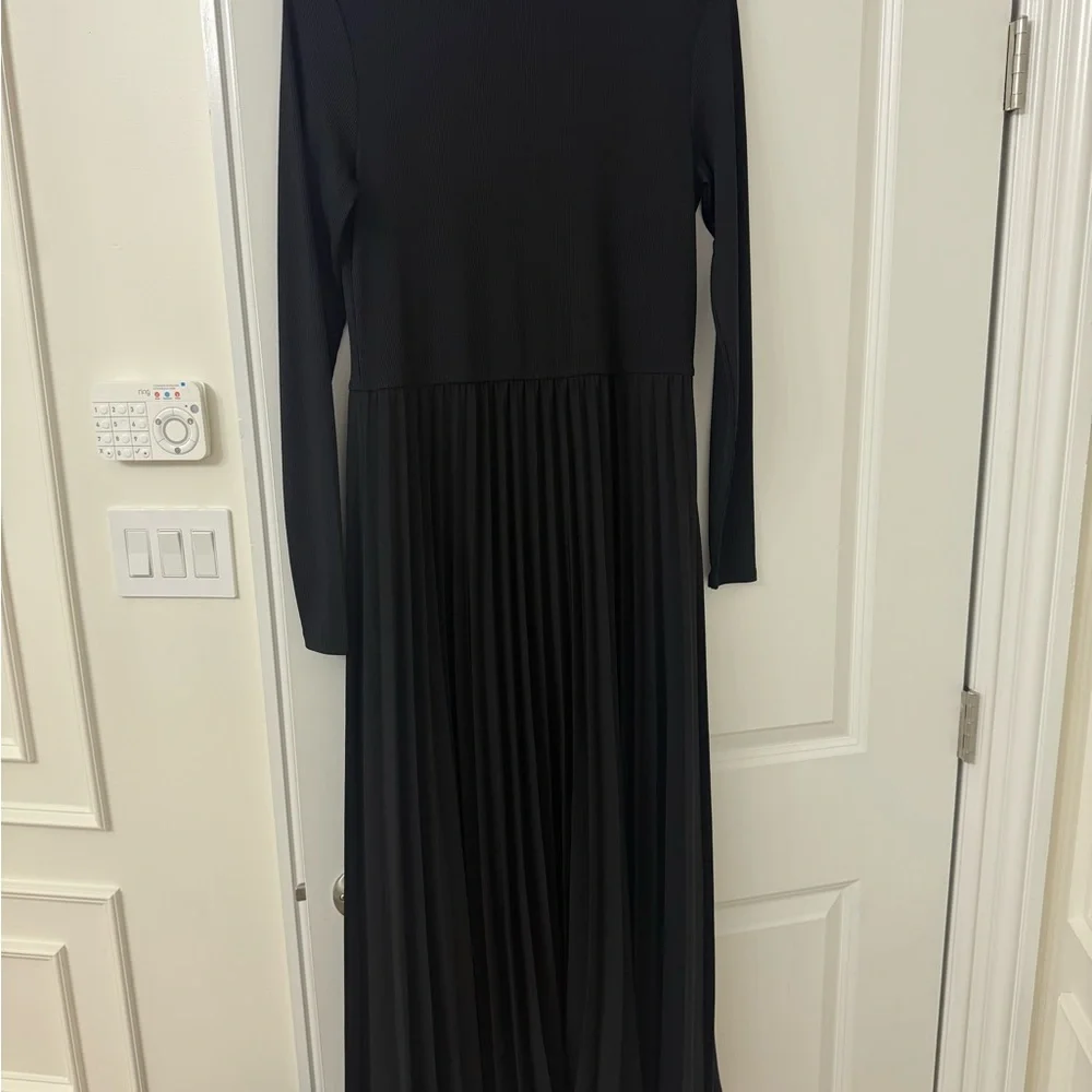 Mango Black Pleated Hem Dress - Women’s Midi Dress